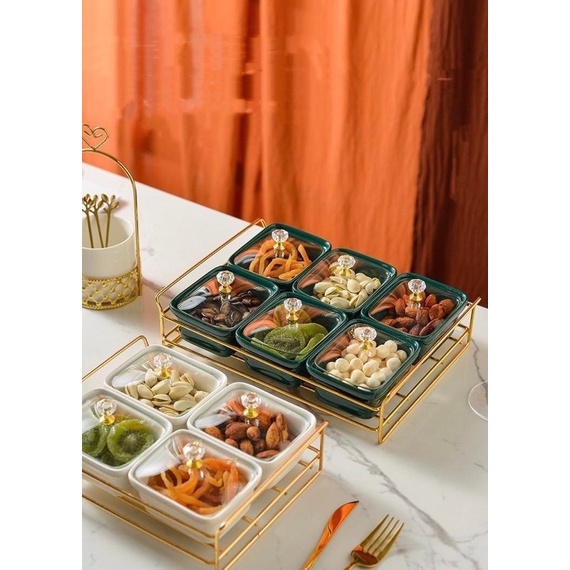 Khay sứ 4 ô, 6 ô đựng bánh mứt, kẹo ngày Tết cao cấp cực sang
