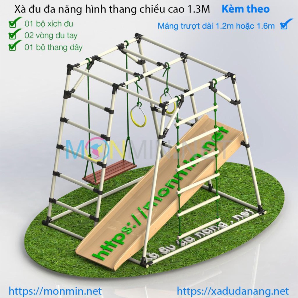 Xà đu đa năng Satech - Khung vận động cho bé - Hình hộp thang cân - Bộ cao 1.3m: Trò chơi 1 3 4 5 15