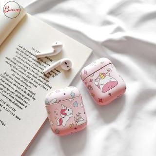 Vỏ bọc bảo vệ cho hộp đựng tai nghe Bluetooth Apple Airpod 1 2 hình ngựa một sừng màu hồng