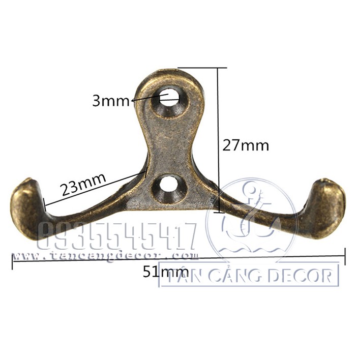 Móc treo đôi 08 hình chim én Cổ điển - KT: 5.1cm (cái)