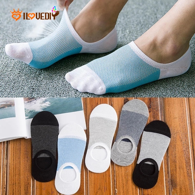 Vớ ngắn vô hình bằng cotton và silicon siêu mỏng thoáng khí thoải mái chống trượt thời trang thường ngày dành cho nam