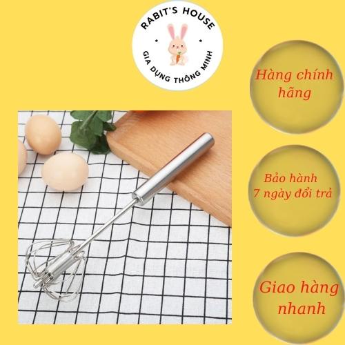 Phới đánh trứng cầm tay inox tự xoay 25cm RABIT'S HOUSE, phới lồng đánh trứng, tạo bọt cafe bền, đẹp, không bị han rỉ.