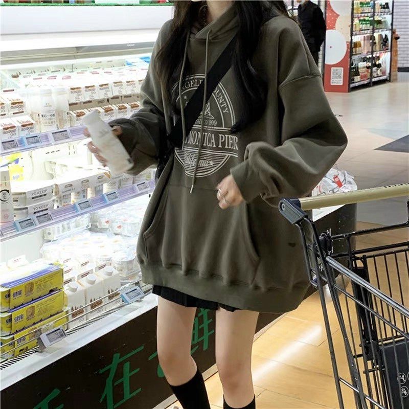 Áo Hoddie Nỉ Mũ 2 Lớp Pier Nữ 🎀 Áo Có Mũ from Rộng Hình dập nhiệt, hàng may kỹ nỉ dày dặn | BigBuy360 - bigbuy360.vn