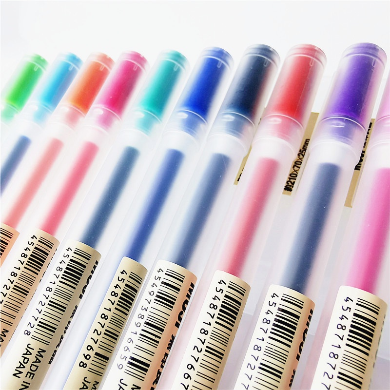 Set 10 Bút Bi MUJI Nhật Bản 0.5mm Màu Đen / Xanh / Đỏ