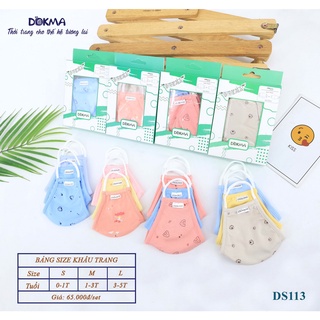 💥 Khẩu trang vải kháng khuẩn cho bé Dokma DS113