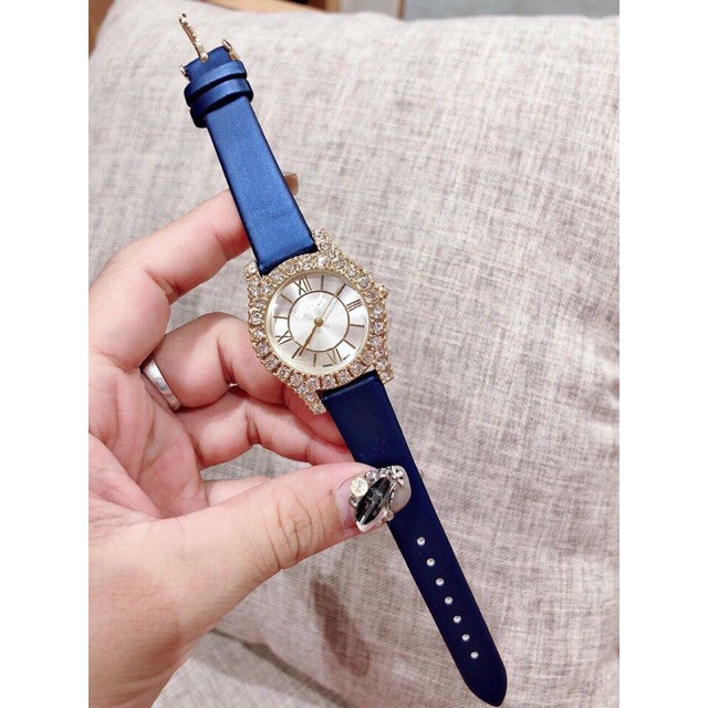 9K] Đồng Hồ Nữ HORPA Dây Da Viền Đá Thời Trang