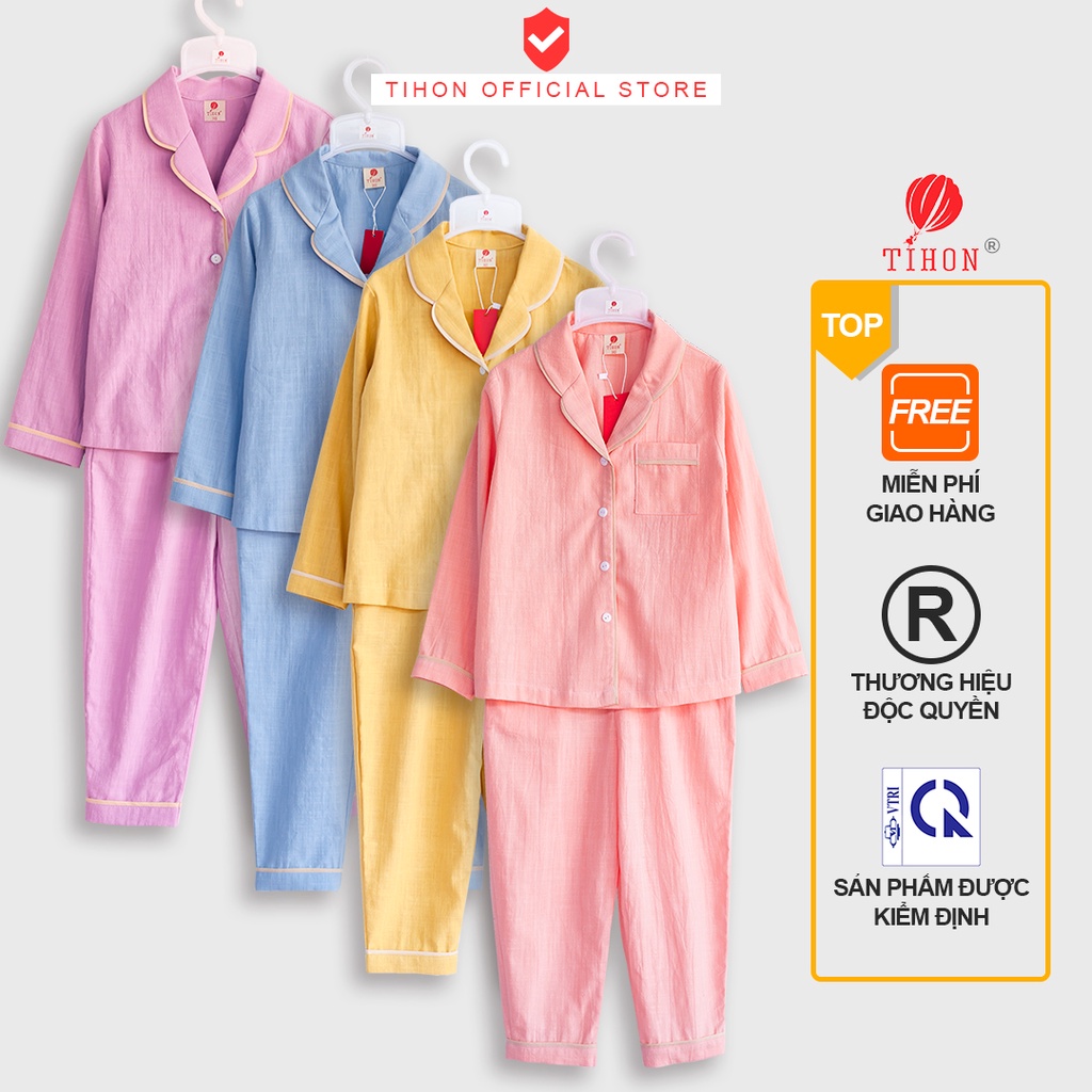 Bộ Pijama Bé Gái TIHON Chất Liệu Linen Mềm Mại, Xinh Xắn SET0850135