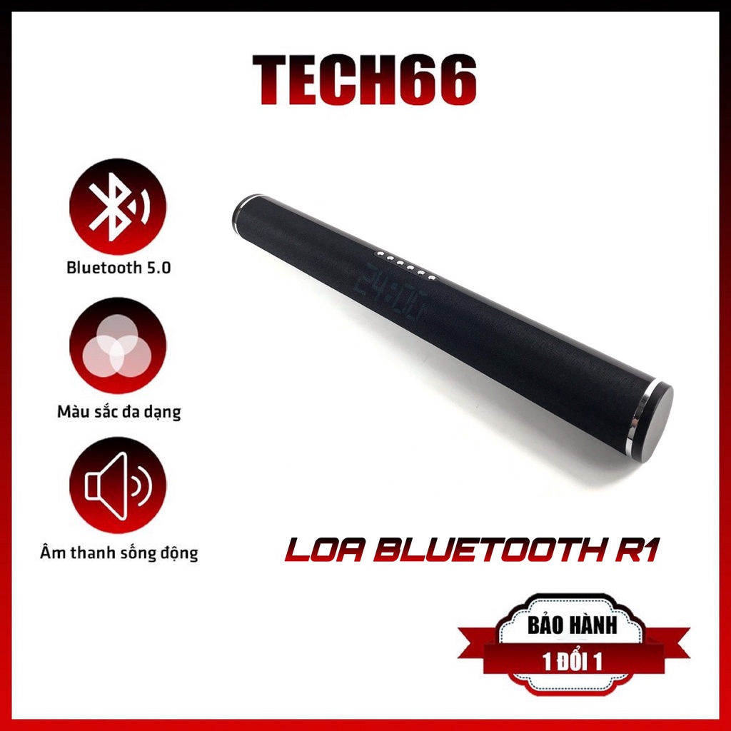 Loa bluetooth không dây siêu bass R1 nghe nhạc cực hay kiêm đồng hồ hỗ trợ usb và thẻ nhớ