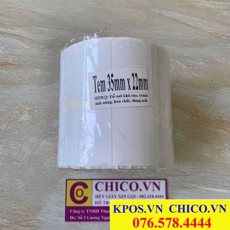 Combo 5 cuộn Giấy in tem mã vạch nhiệt 2 tem khổ 70x22mm, 72x22mm, 35x22mm giá rẻ Chico.vn