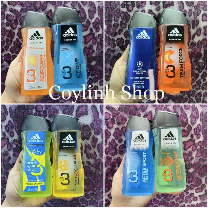 Sữa tắm ADIDAS 3in1 250ml toàn thân cho nam - chính hãng