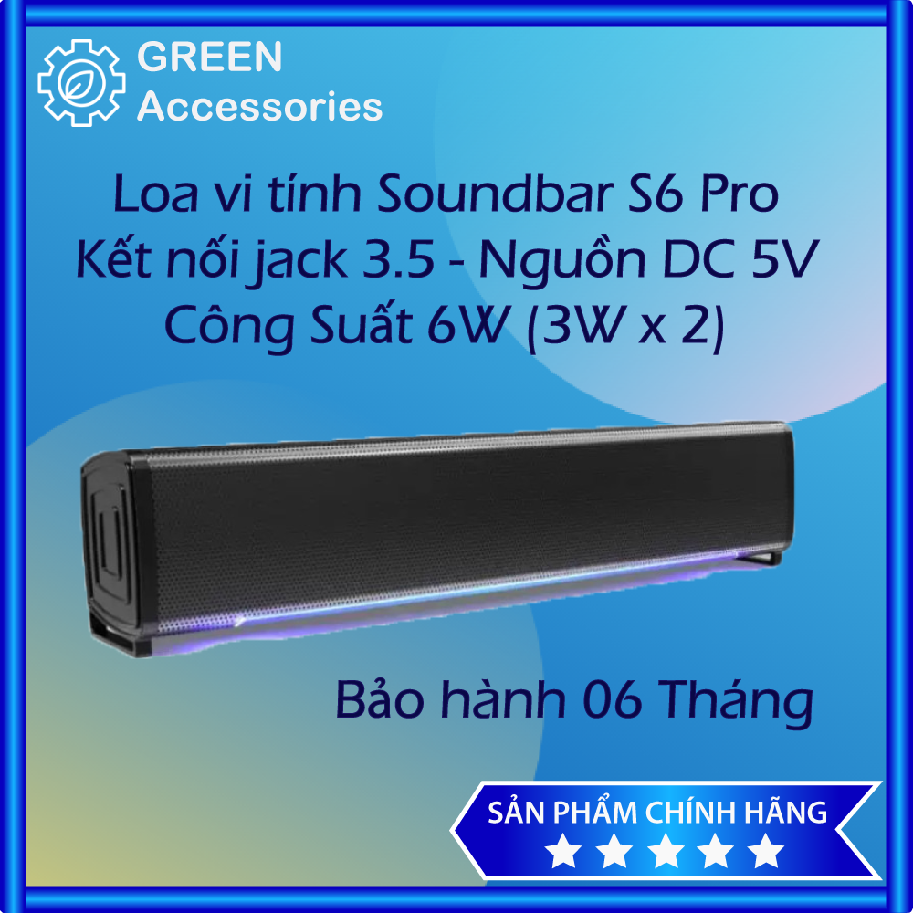 Loa vi tính SoundBar S6 Pro - Loa kép Công Suất 6W - Hiệu ứng âm thanh hoàn hảo - BH 6 Tháng