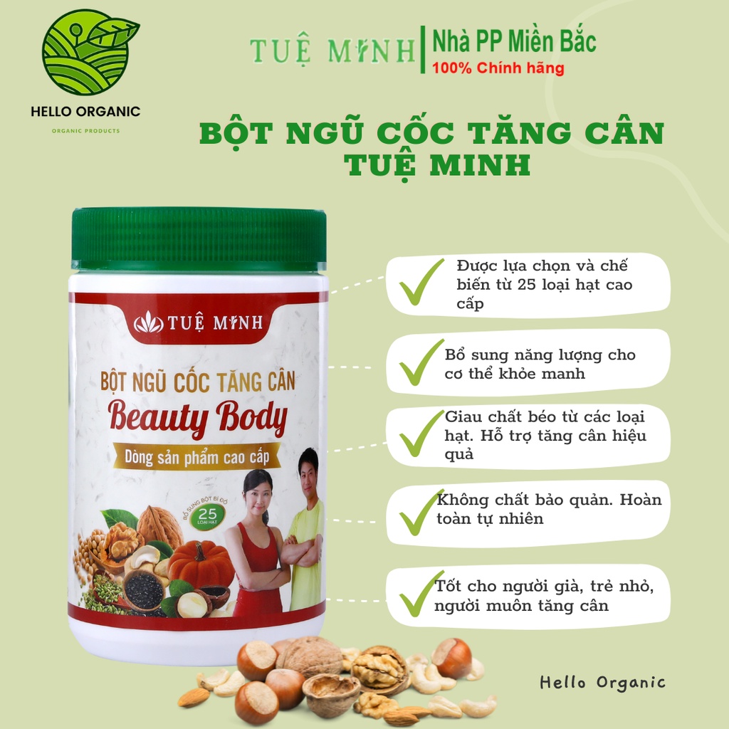 Bột Ngũ Cốc Tăng Cân Tuệ Minh 25 Loại Hạt Dinh Dưỡng, Tăng Đề Kháng Cho Cơ Thể Khỏe Mạnh (Hộp lớn 500g)