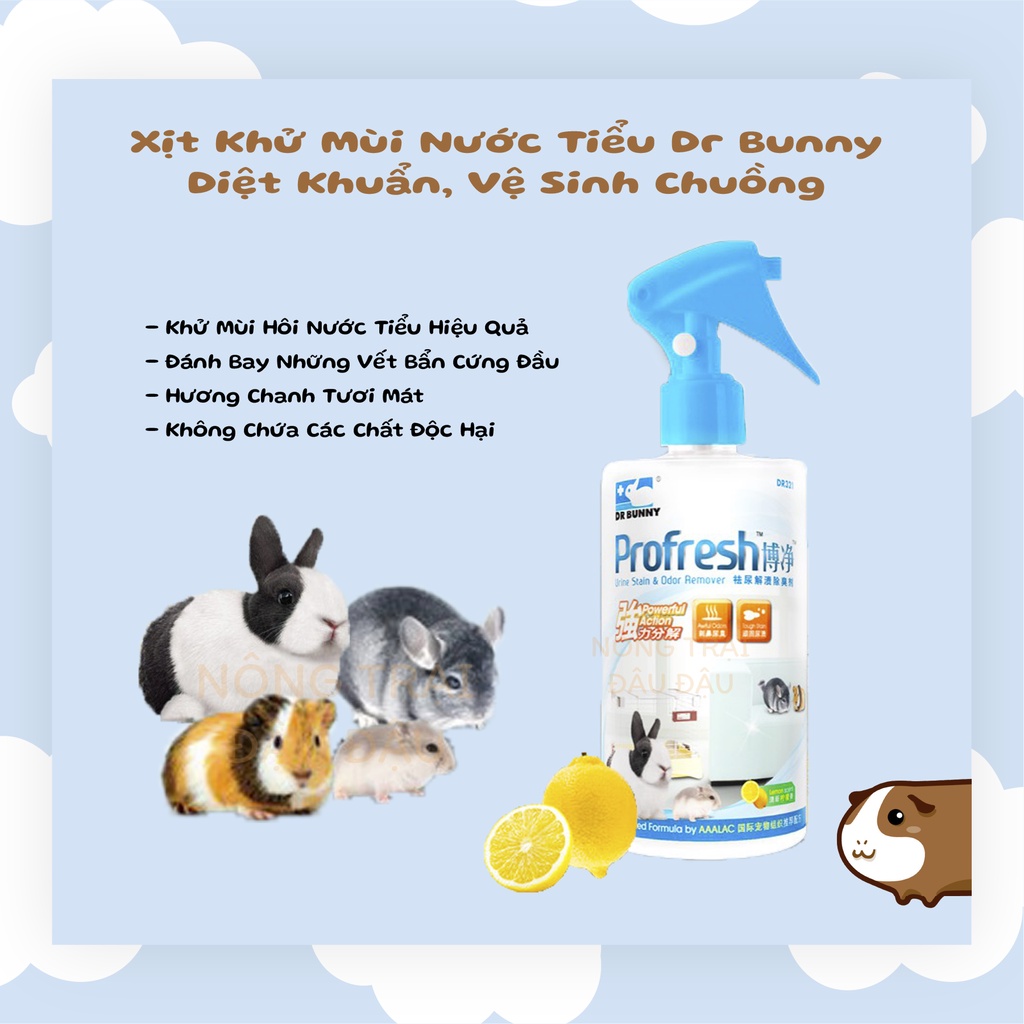 Xịt Khử Mùi Nước Tiểu, Hỗ Trợ Diệt Khuẩn, Vệ Sinh Chuồng Cho Thỏ, Bọ Ú, Chinchilla, Hamster 300ml - DR321, DR320