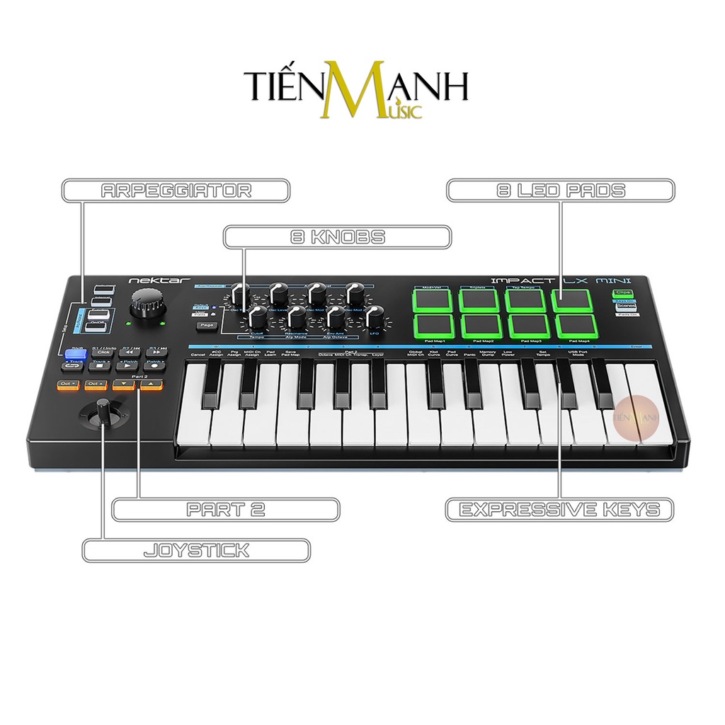 [Chính Hãng] Nektar Impact LX Mini Cảm ứng lực Midi Keyboard Controller Bàn phím sáng tác - Sản xuất âm nhạc Producer