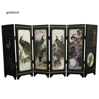 Gold®Wooden 6-Panel Peacock Screen Room Divider Folding Partition Desktop