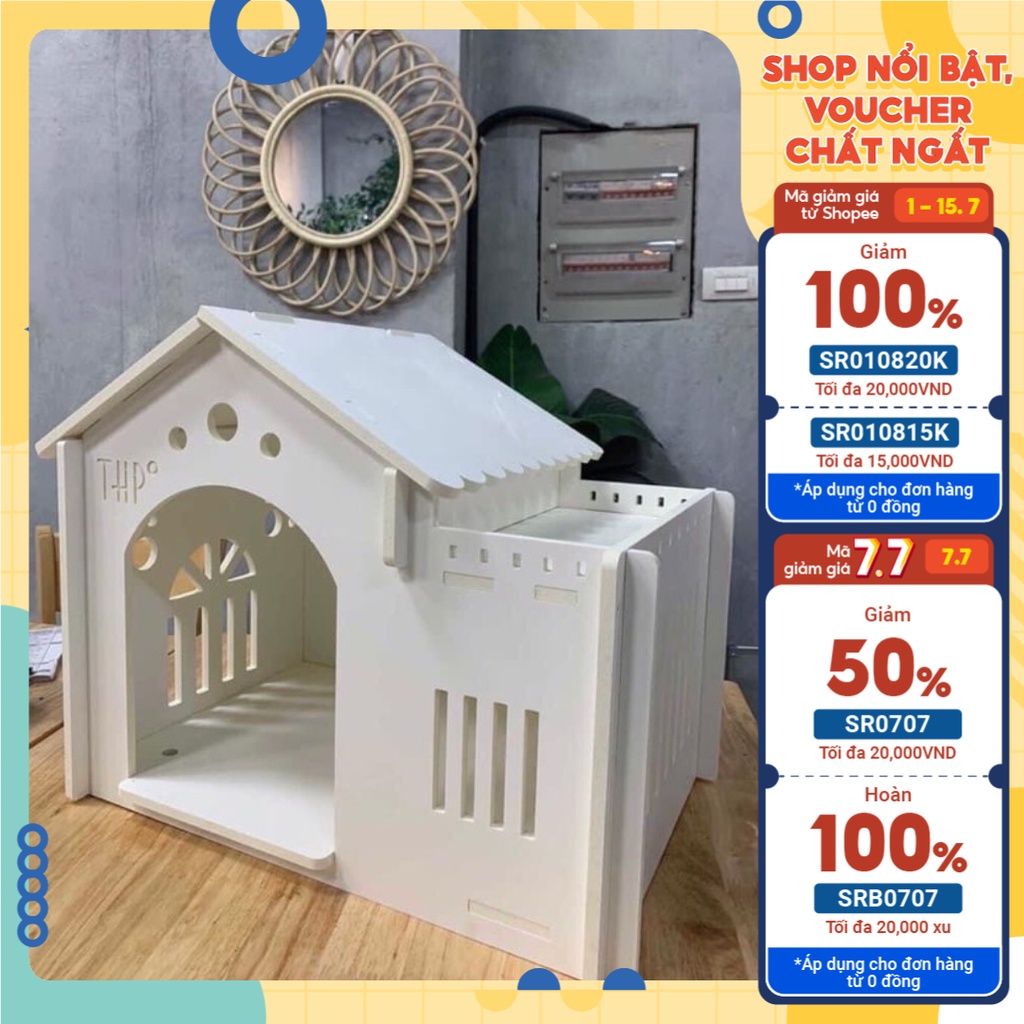 Chuồng chó mèo, nhà chó mèo, gỗ NHỰA CHỐNG THẤM NƯỚC, để ngoài trời mưa nắng ko việc gì.