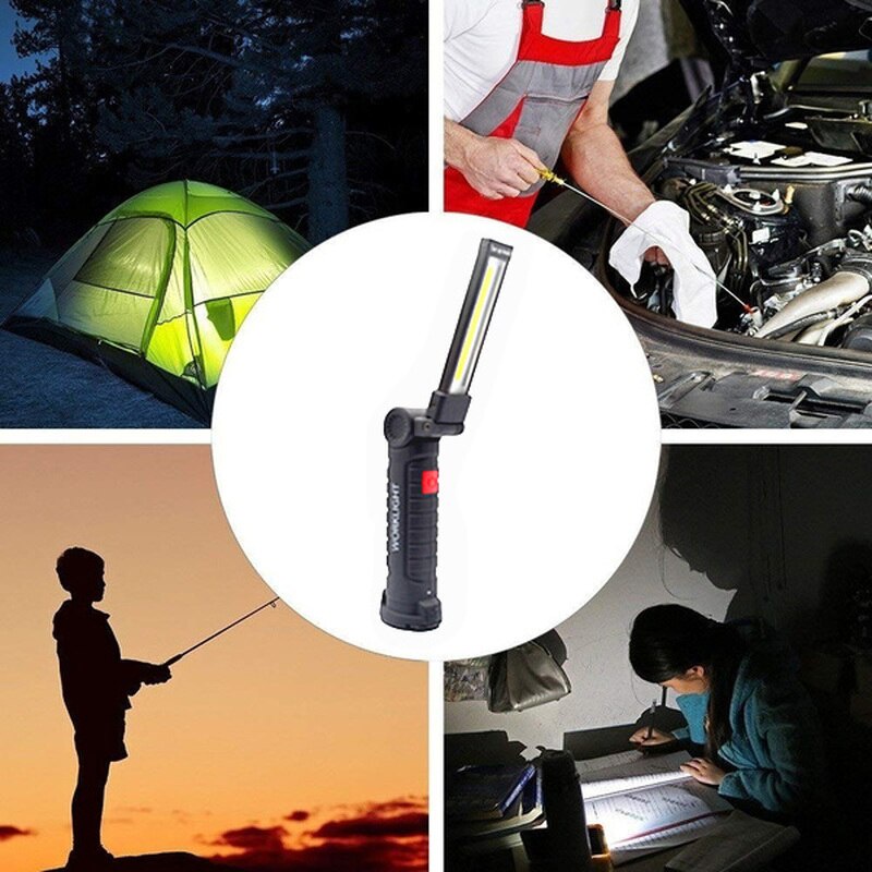 Đèn Pin LED Cầm Tay Đa Năng Gấp Gọn Chống Nước, Đế Nam Châm Có Móc Treo