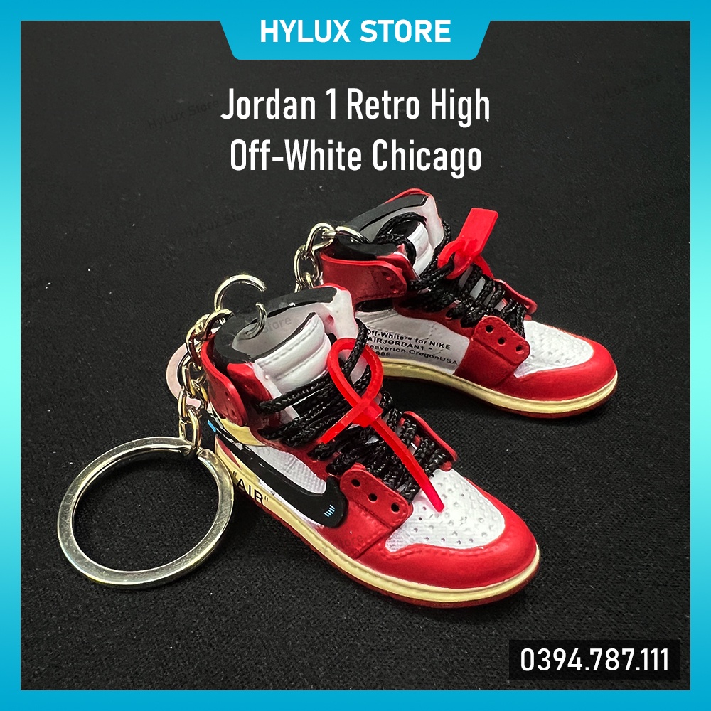 Móc khóa giày 3D Jordan 1 Retro High OW Chicago cao cấp