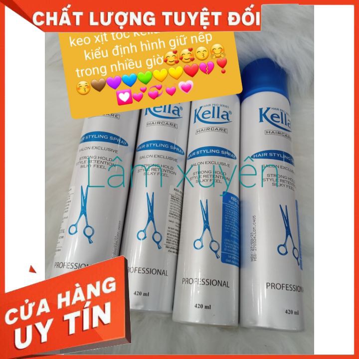 Keo xịt tóc kella 420ml ( cứng nắp xanh, mềm nắp trắng )   FREESHIP  Định hình kiểu tóc suốt cứng mềm tạo kiểu bới tóc