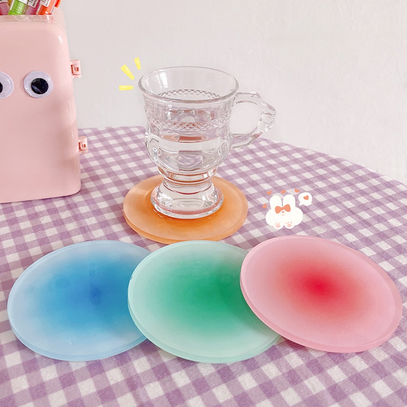 Đế Lót Ly Tròn Bằng Acrylic Màu Gradient Đơn Giản Trang Trí