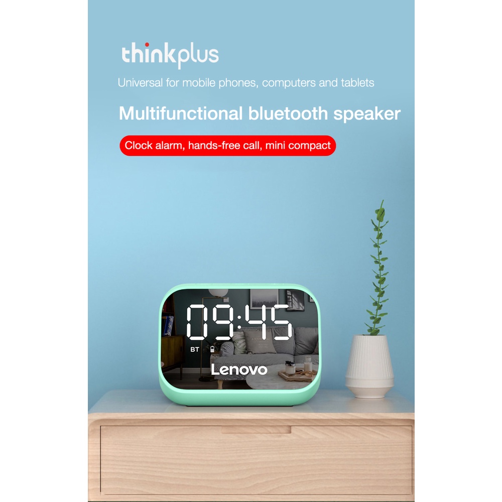 Loa Bluetooth Lenovo TS13 Âm Thanh Siêu Trầm Có Đèn LED Hiển Thị Đồng Hồ Báo Thức Để Bàn