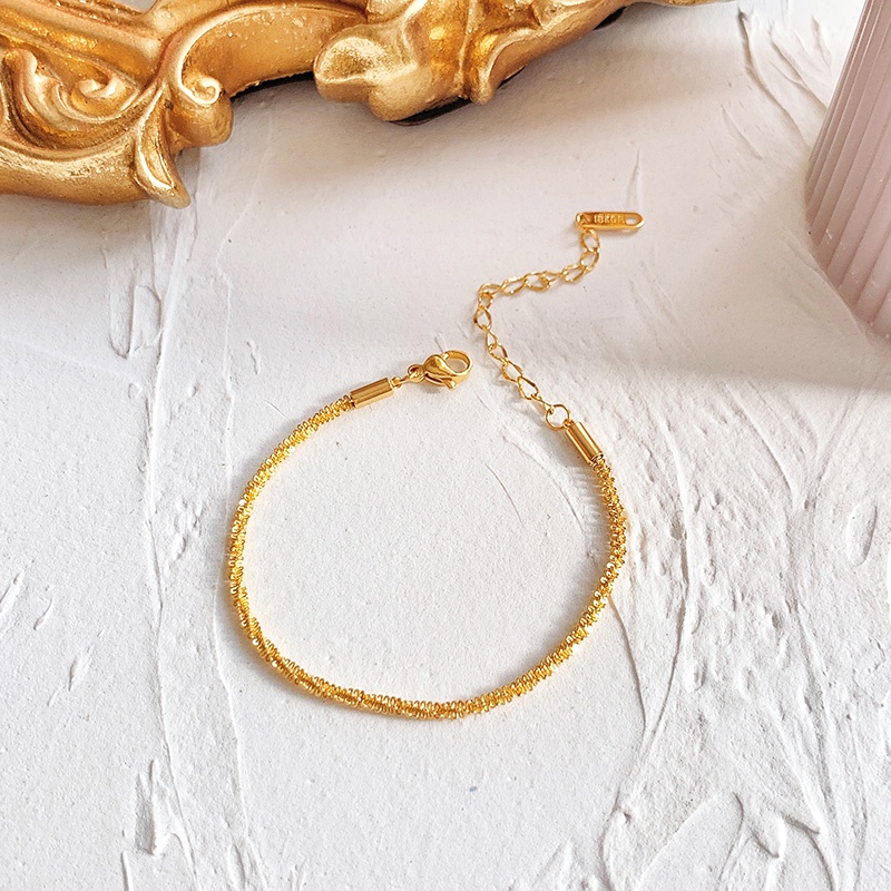 Vòng tay nữ 100% TITAN NGUYÊN CHẤT lắc tay vàng 18K KHÔNG GỈ kiểu dáng đơn giản thanh lịch phong cách thời trang hàn quốc