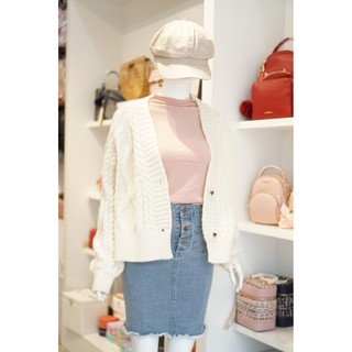 Cadigan Dày 654 Trắng