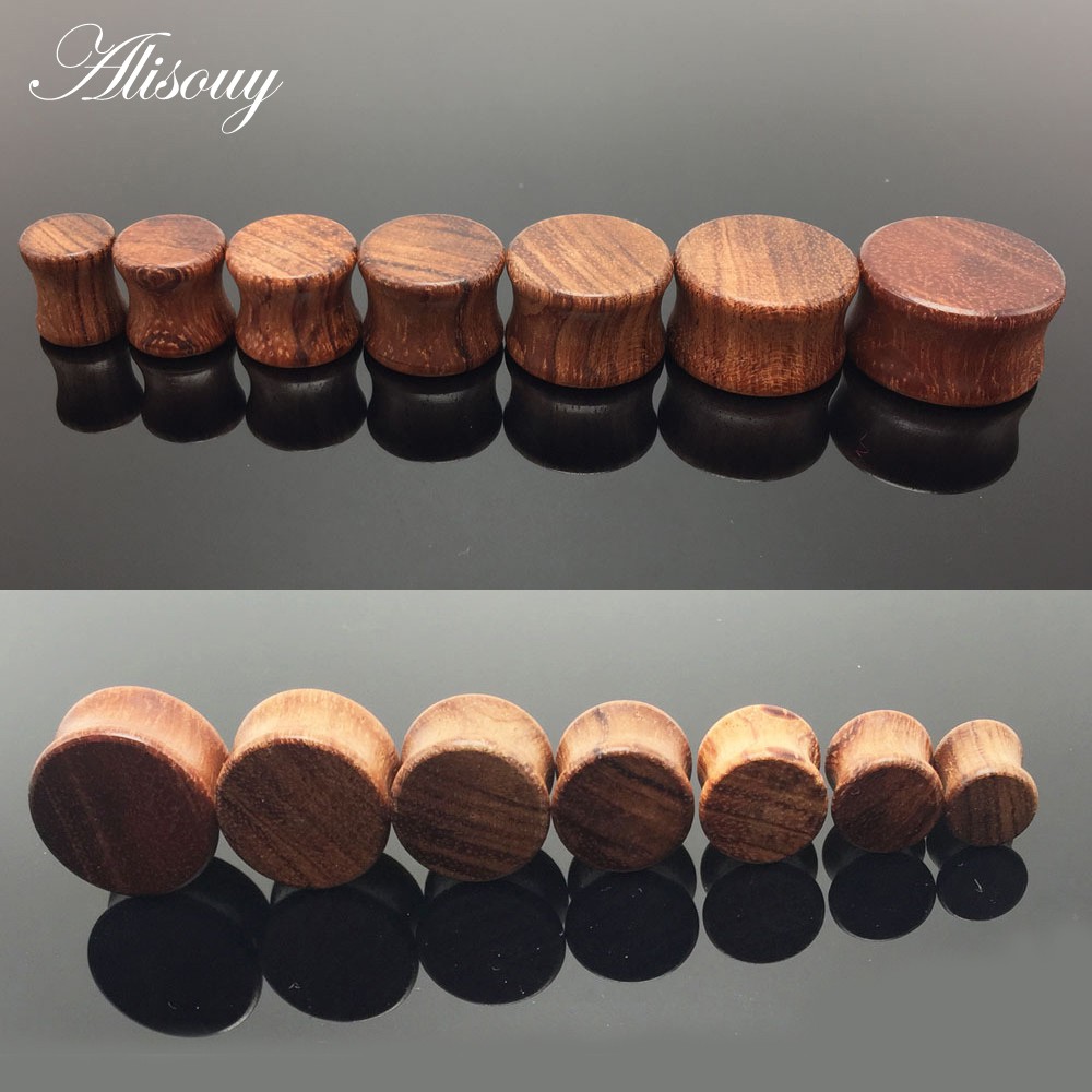 Alisouy Set 2 Nút Gỗ Bịt Lỗ Tai / Đường Hầm Bằng Gỗ Tự Nhiên