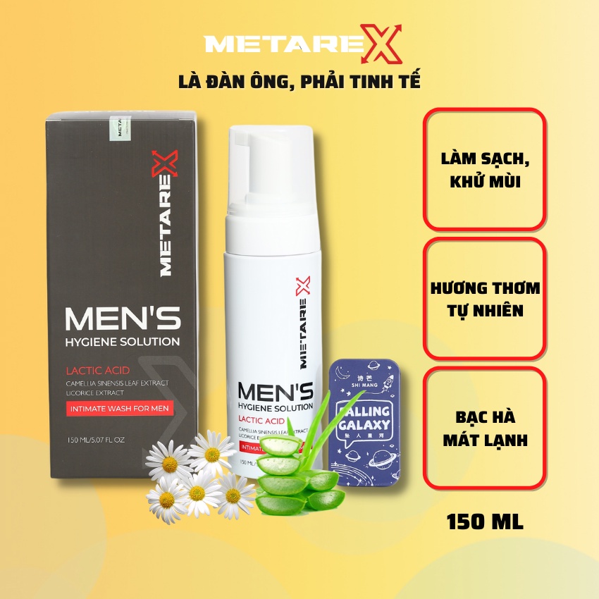 Ddvs nam Metarex, dung dịch vệ sinh nam dạng bọt 150 ml khử mùi dùng vệ sinh vùng kín nam, hương tự nhiên - MTR07