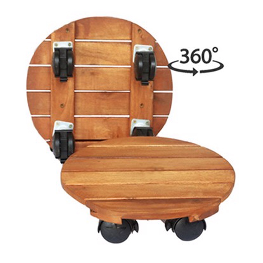 1 Đế lót chậu cây/bình gas có bánh xe Tròn chịu lưc 80kg bằng Gỗ R30xC8cm - Gỗ Tràm Bông Vàng - Hàng Tốt Gía SỈ