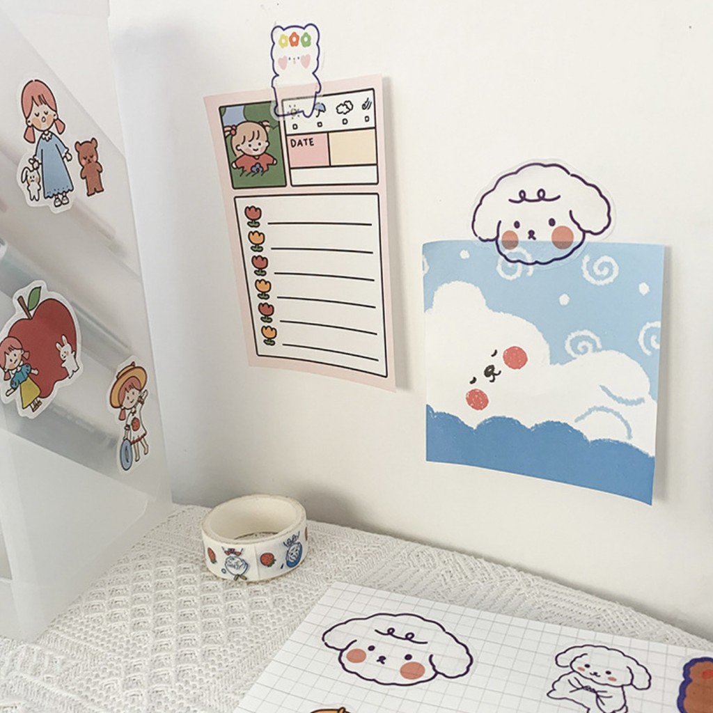 Túi 40 miếng dán sticker hoạt hình đáng yêu phong cách Hàn Quốc trang trí nhật ký/sổ lưu niệm DIY ST341