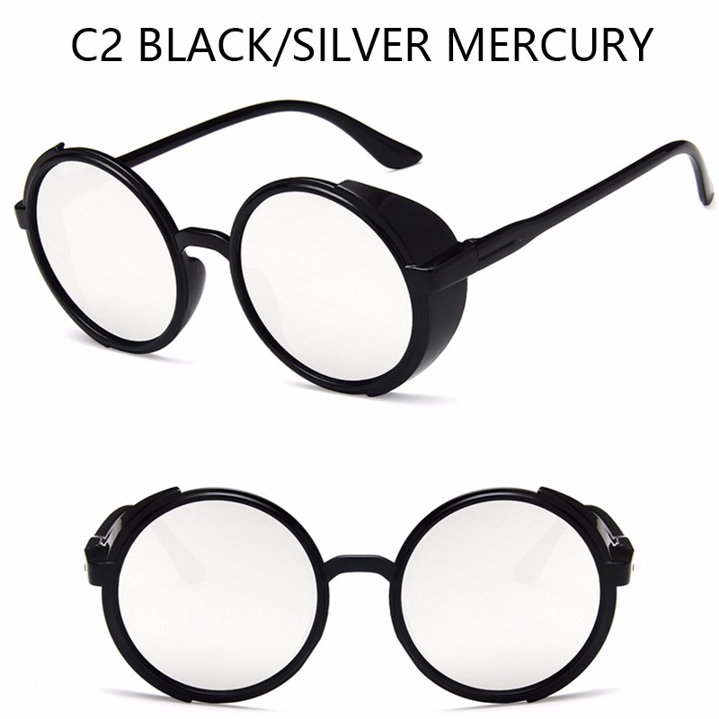Kính mát gọng tròn kim loại phong cách Retro cho nam và nữ