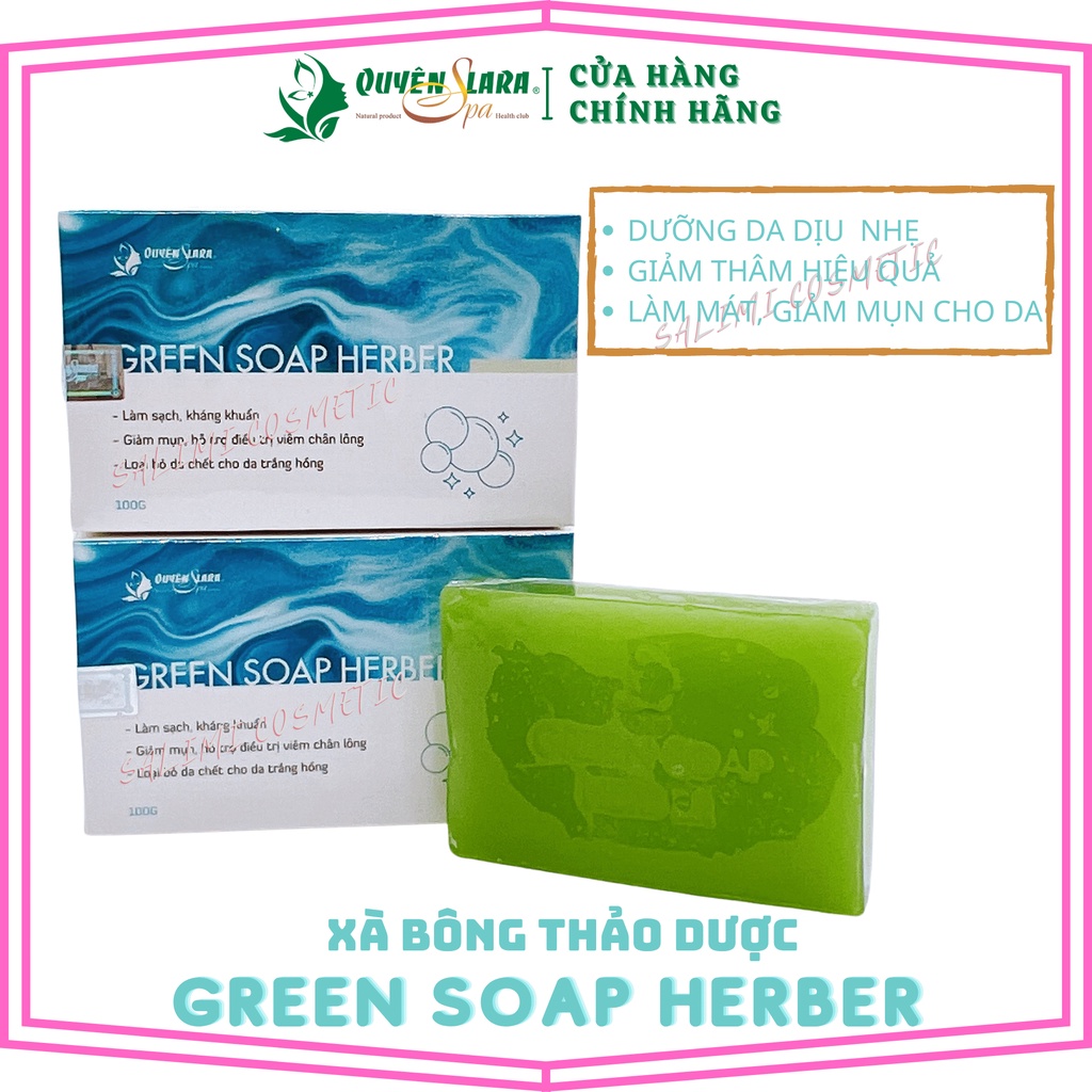 Xà Bông Thảo Dược Green Soap Herber Quyên Lara Siêu Thơm,Tinh Chất Thiên Nhiên, Sáng Da, Giảm Mụn Trắng Hồng 100g