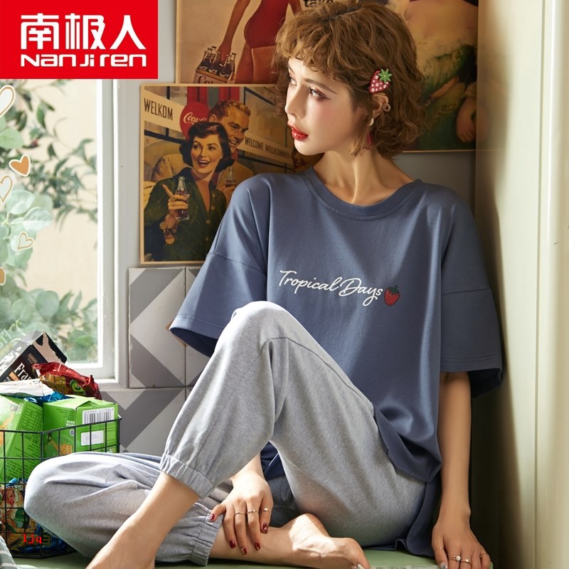 Bộ Đồ Ngủ Thời Trang Tay Ngắn Bằng Cotton Dành Cho Nữ | BigBuy360 - bigbuy360.vn