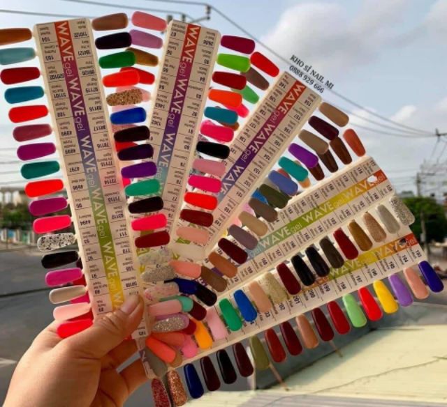 Vỉ móng mẫu swatch màu sơn/màu bột làm bảng màu - Móng mẫu bản ngang dài có 48 móng đánh số thứ tự