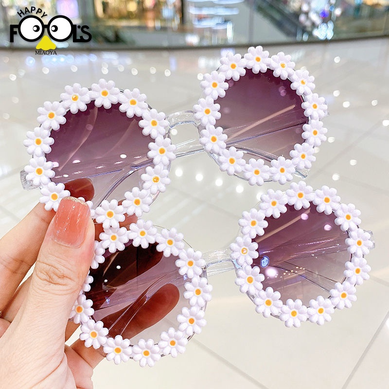 Kính Mát Chống Tia UV Họa Tiết Hoa Cúc Thời Trang Cho Bé