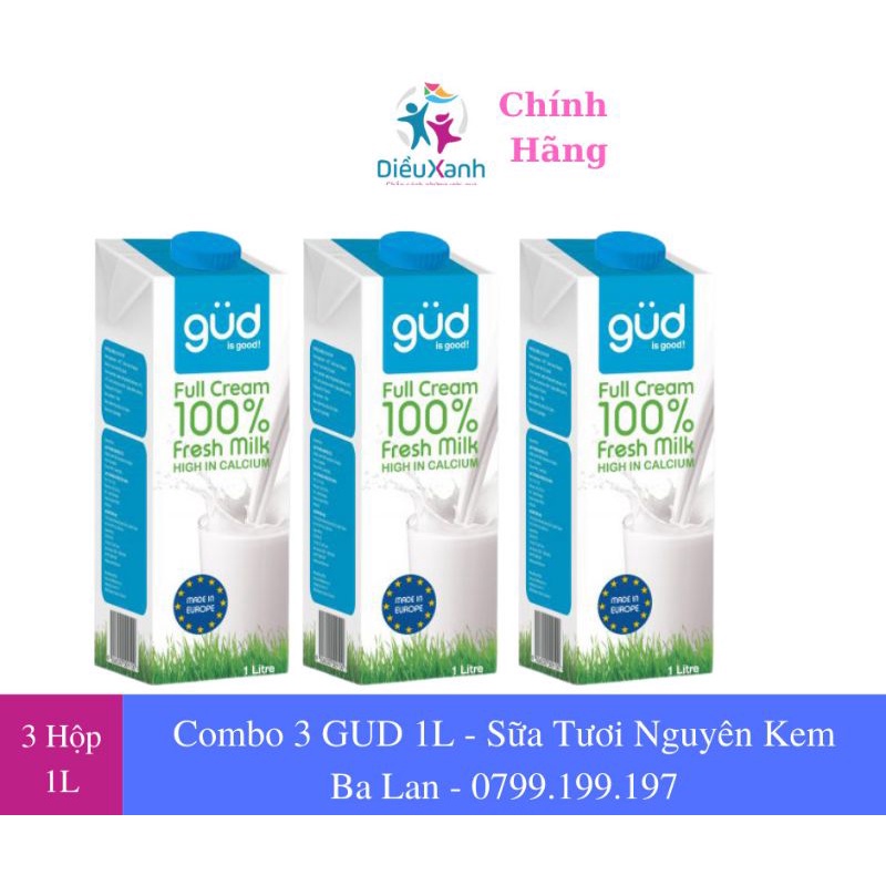 Combo 3 Hộp Sữa GUD 1L - Sữa Tươi Nguyên Kem - Sữa Đức Nhập Khẩu