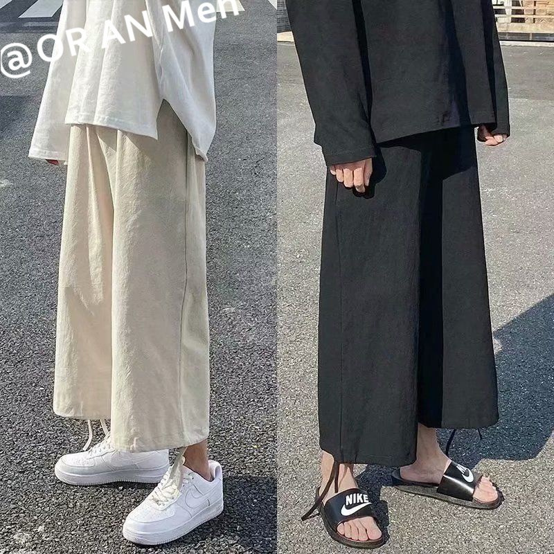 Cotton Linen Pant for Men 2 Colors Korea Style Loose Trousers Ins OOTD S-3XL