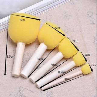 Set 5 cọ vẽ bọt biển cán gỗ cho bé