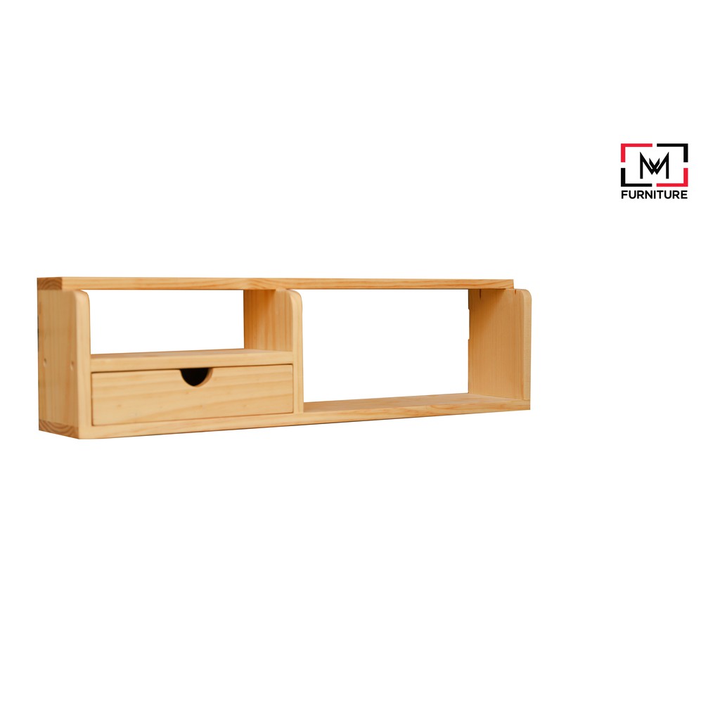 Kệ gỗ trang trí treo tường 1 ngăn kéo thương hiệu MW FURNITURE - Fenetre shelf - Nội thất trang trí