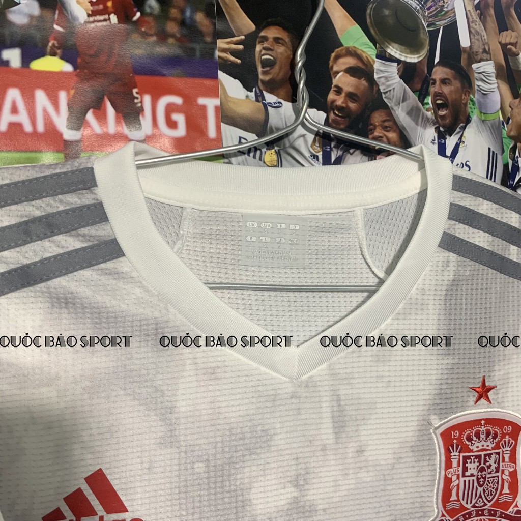 Tây Ban Nha trắng sân khách mùa euro 2021 - Bộ áo bóng đá bản Fan vải Thái cao cấp