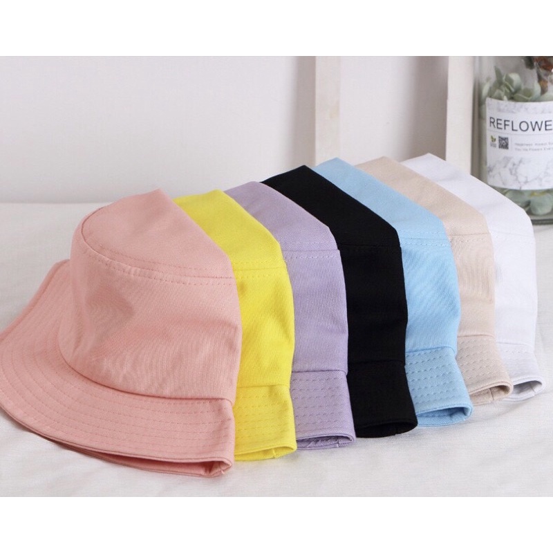 Mũ Nón Bucket Tròn Thêu Hình Mặt Cười Style Hàn Quốc Chất Cotton Cho Người Lớn Và Trẻ Em