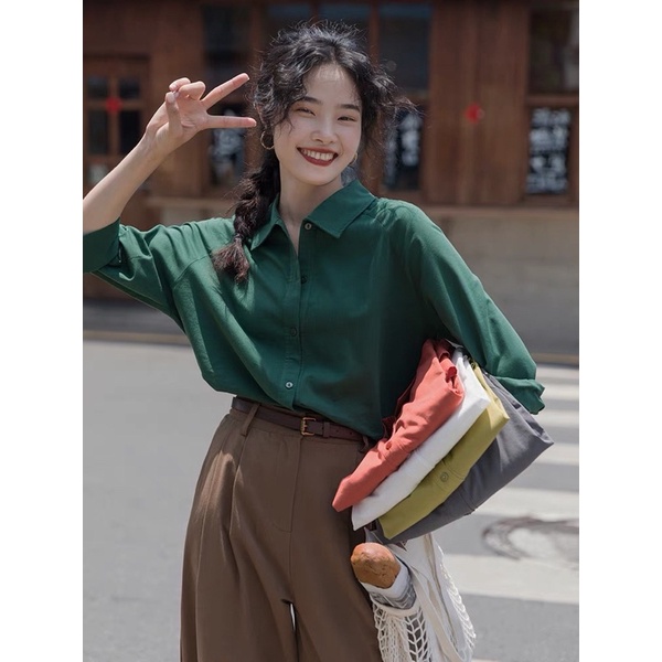 [Mã SKAMFSW175 giảm 10K đơn 50K] Áo Sơmi Nữ Basic nhiều sắc màu dài tay form rộng (kèm ảnh thật)