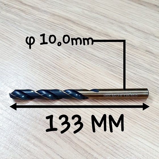 Một Mũi Khoan 10 Ly Đen Vàng Cực Phẩm Dùng Khoan Inox Chất Liệu Thép M2, HRC=68, Fr.135