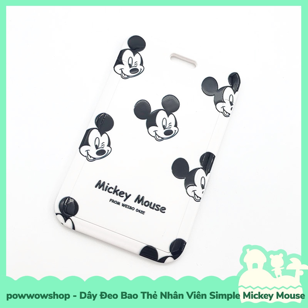 [Sẵn VN - Hỏa Tốc] Dây Đeo Thẻ Bao Thẻ Nhân Viên Nhựa PC Mr &amp; Mrs Micky Simple Dark White