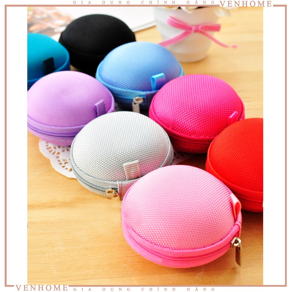 Hộp đựng tai nghe, củ sạc, dây sạc, có túi lưới bên trong siêu tiện lợi
