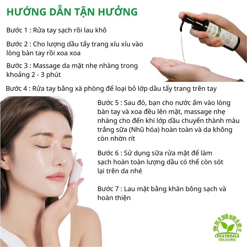 Dầu Tẩy Trang Bơ Nghệ Cocayhoala, làm sạch sâu lớp trang điểm, bụi bẩn, sáng da, ngừa mụn chai 100ml