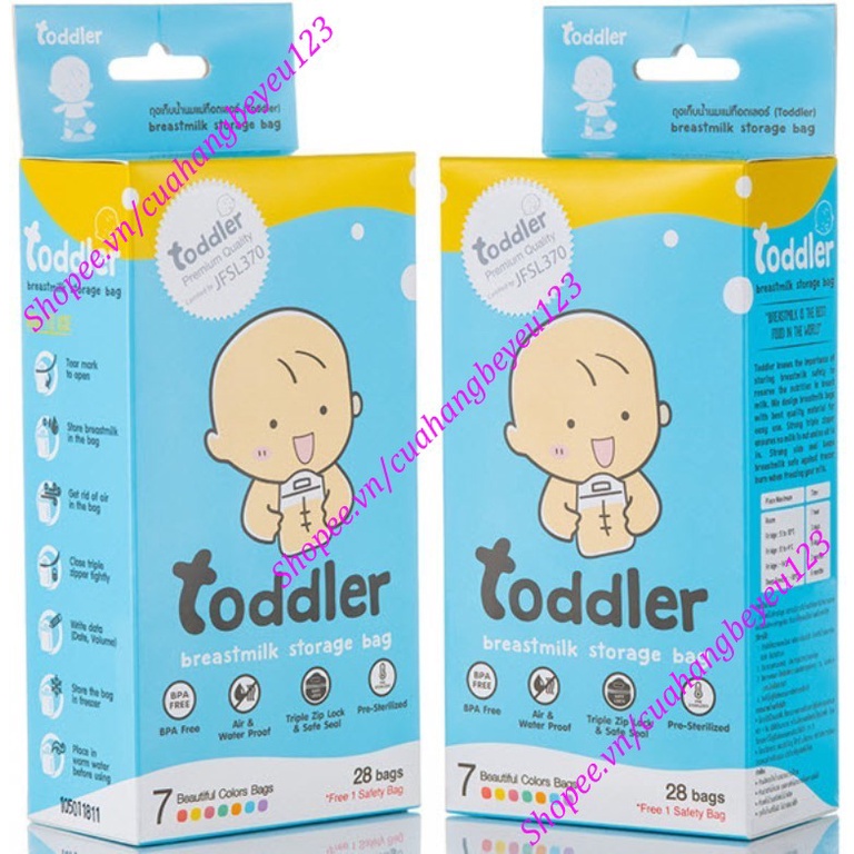 10 Túi / Hộp 49 túi trữ sữa Mẹ cao cấp 250ml không BPA, không mùi TODDLER (Sản xuất tại Thái Lan)