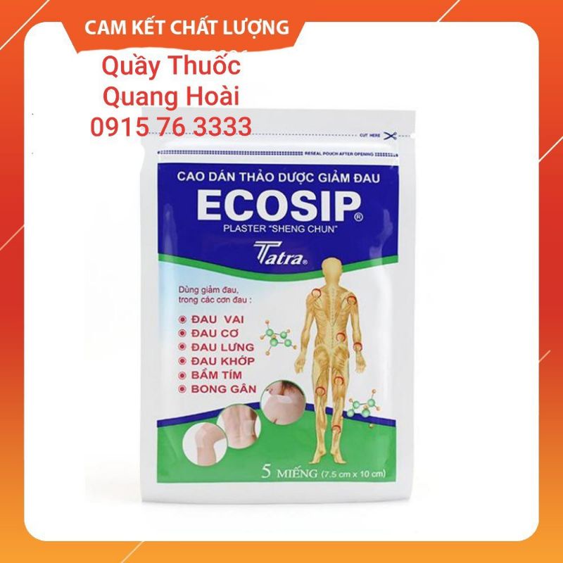 Ecosip Thảo dược, cao dán giảm đau ( hộp 20 gói × 5 miếng )