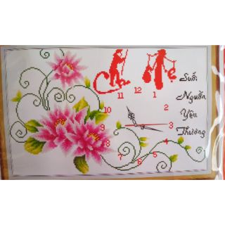 Tranh thêu đồng hồ cha mẹ 8465